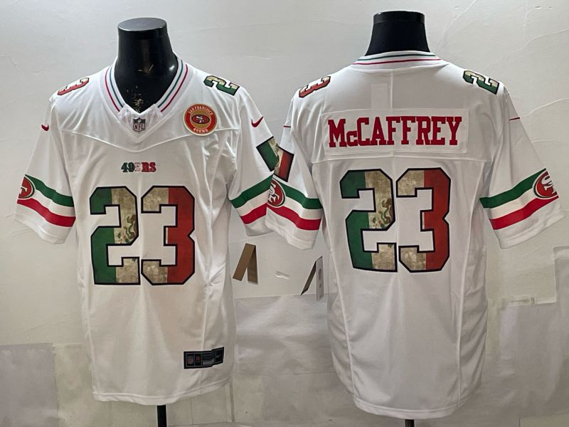 Men 2026 San Francisco 49ers #23 Mccaffrey White three generations Nike Limited NFL Jersey style 0010->san francisco 49ers->NFL Jersey